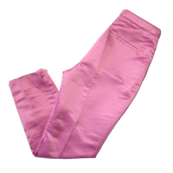 NWT J.Crew High Rise Cigarette Trouser in Soft Rose Pink Satin Side Zip Pants 4 - Picture 4 of 4